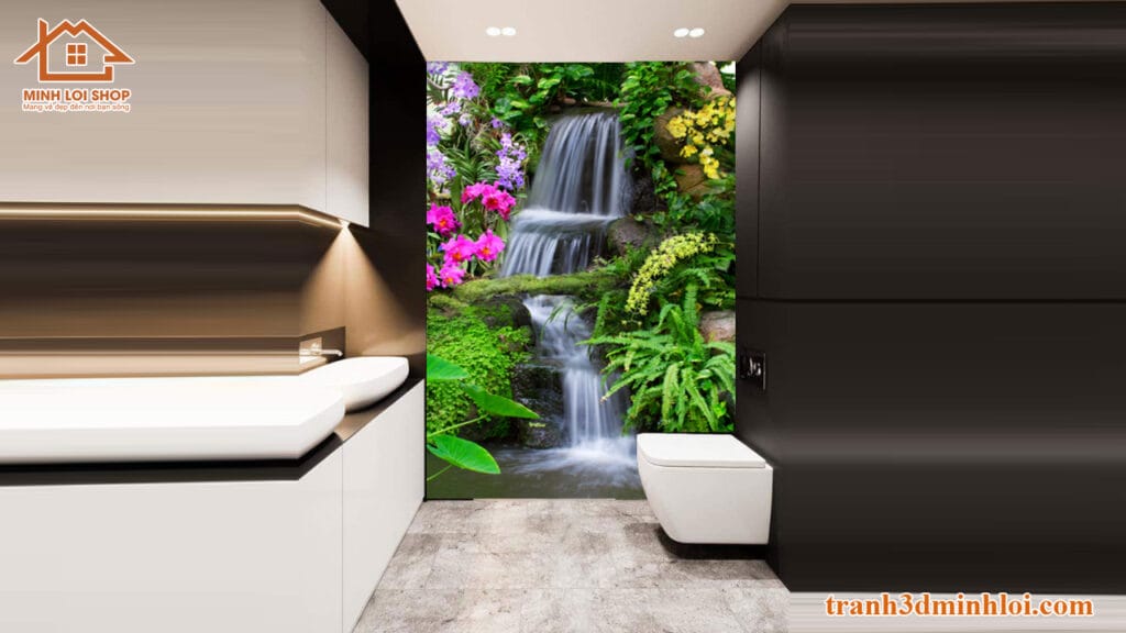 Tranh thiên nhiên gạch 3d ốp tường phòng tắm