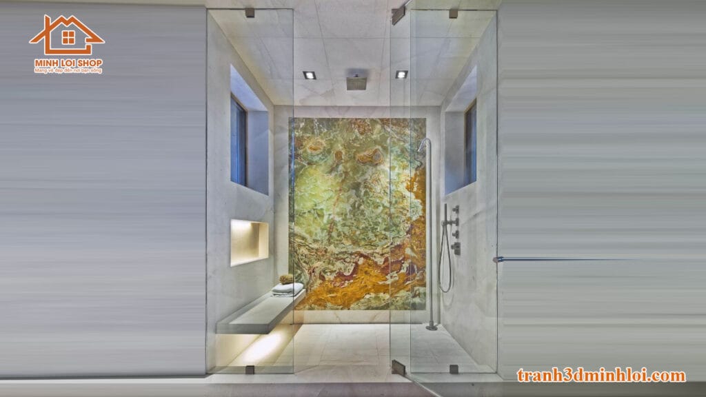Tranh vân đá gạch 3d ốp tường phòng tắm