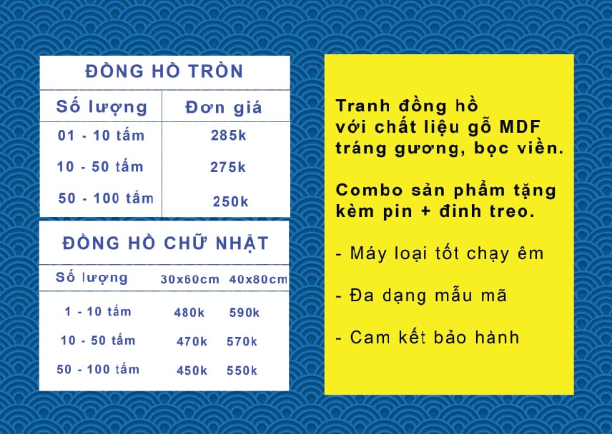 Báo giá sản phẩm tranh đồng hồ 3D hiện đại treo tường
