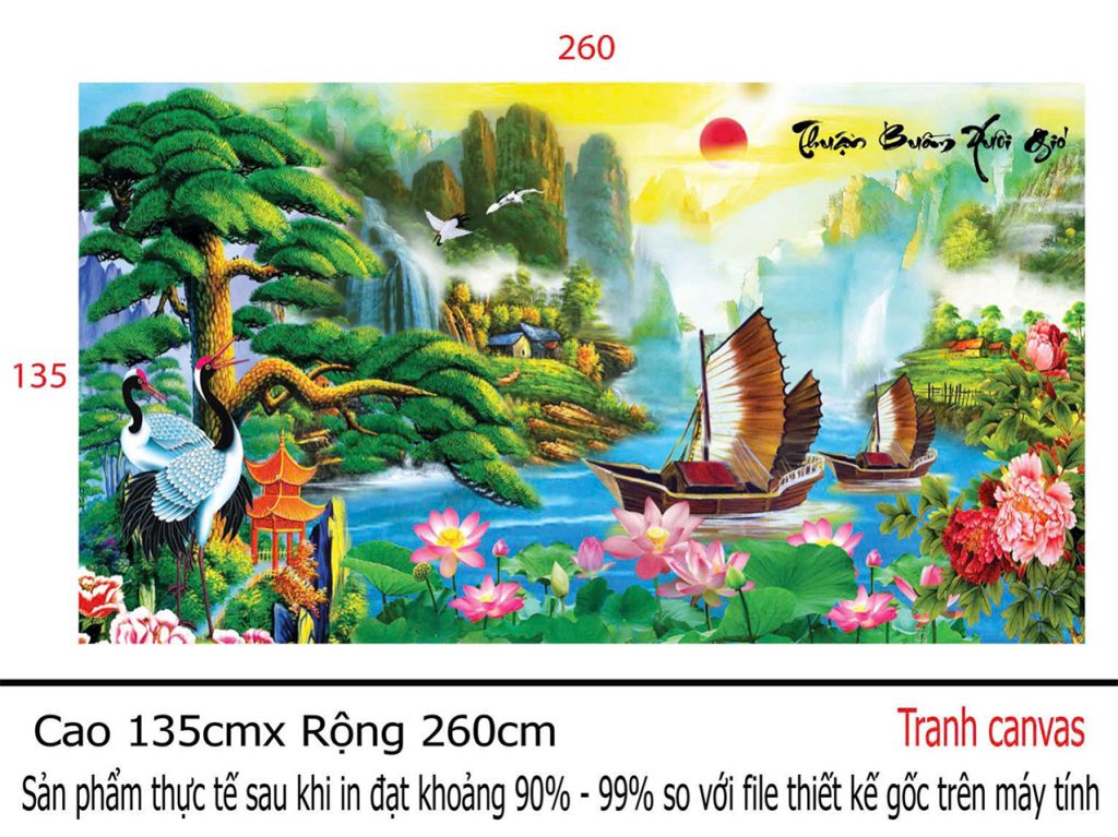 Dự án tranh dán tường vải lụa canvas mẫu thuận buồm xuôi gió - TRANH 3D MINH LỢI