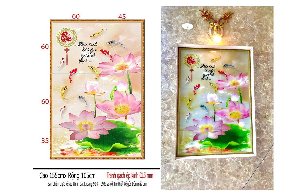 Tranh gạch kính ốp tường hàng ba mặt tiền nhà - TRANH 3D MINH LỢI