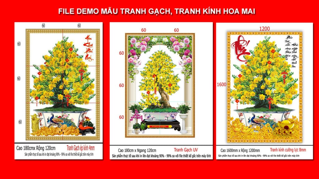 Tranh gạch, tranh kính hoa mai vàng