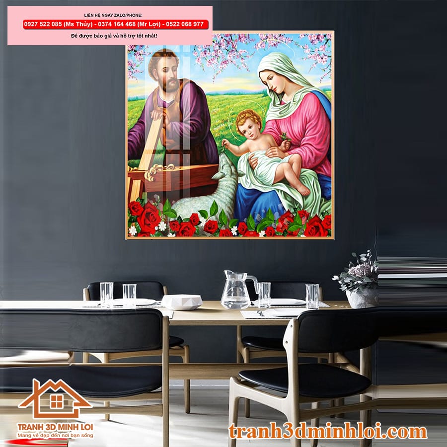 Tranh gạch 3D công giáo gia đình thánh gia