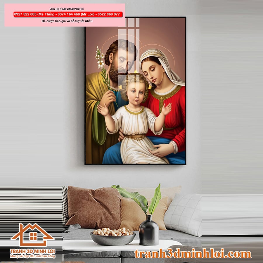 Tranh gạch 3D công giáo gia đình thánh gia
