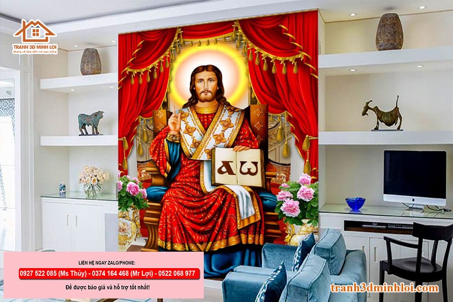 Tranh gạch 3D ốp tường phòng thờ