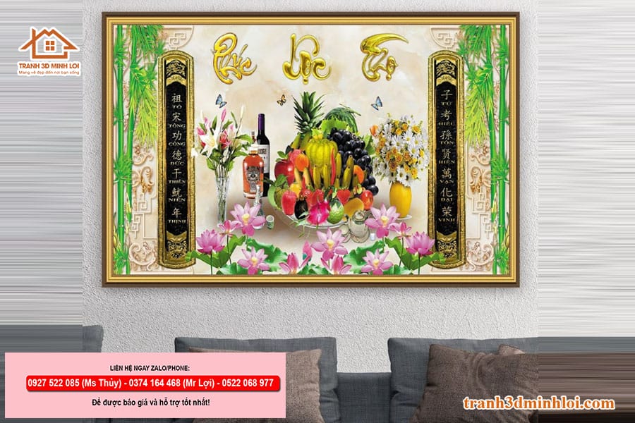 Tranh gạch 3D ốp tường phòng thờ