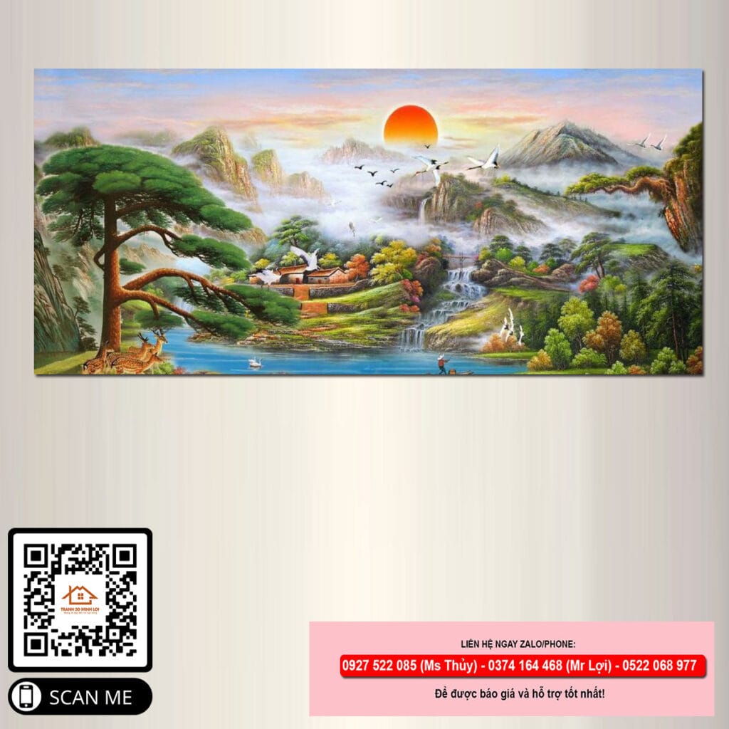 tranh nhật xuất thiên sơn