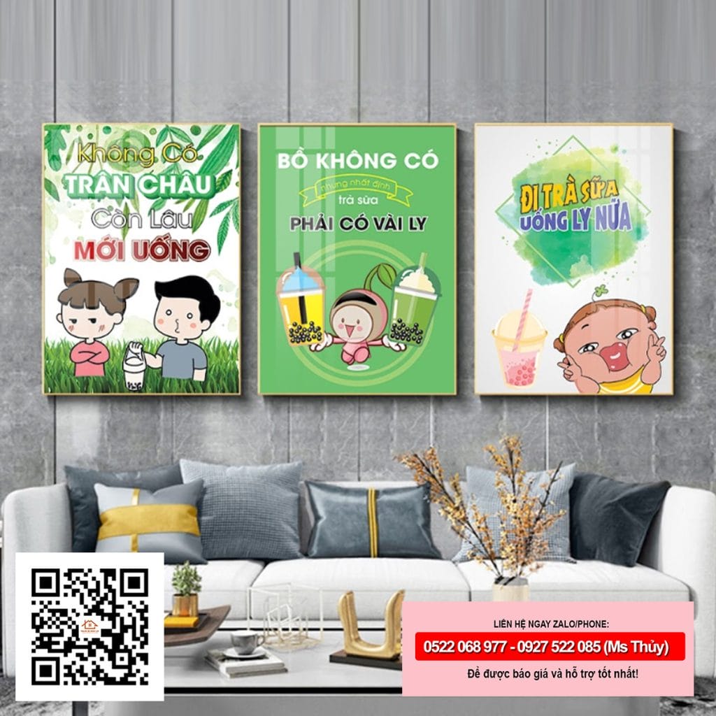 Tranh trang trí quán trà sữa