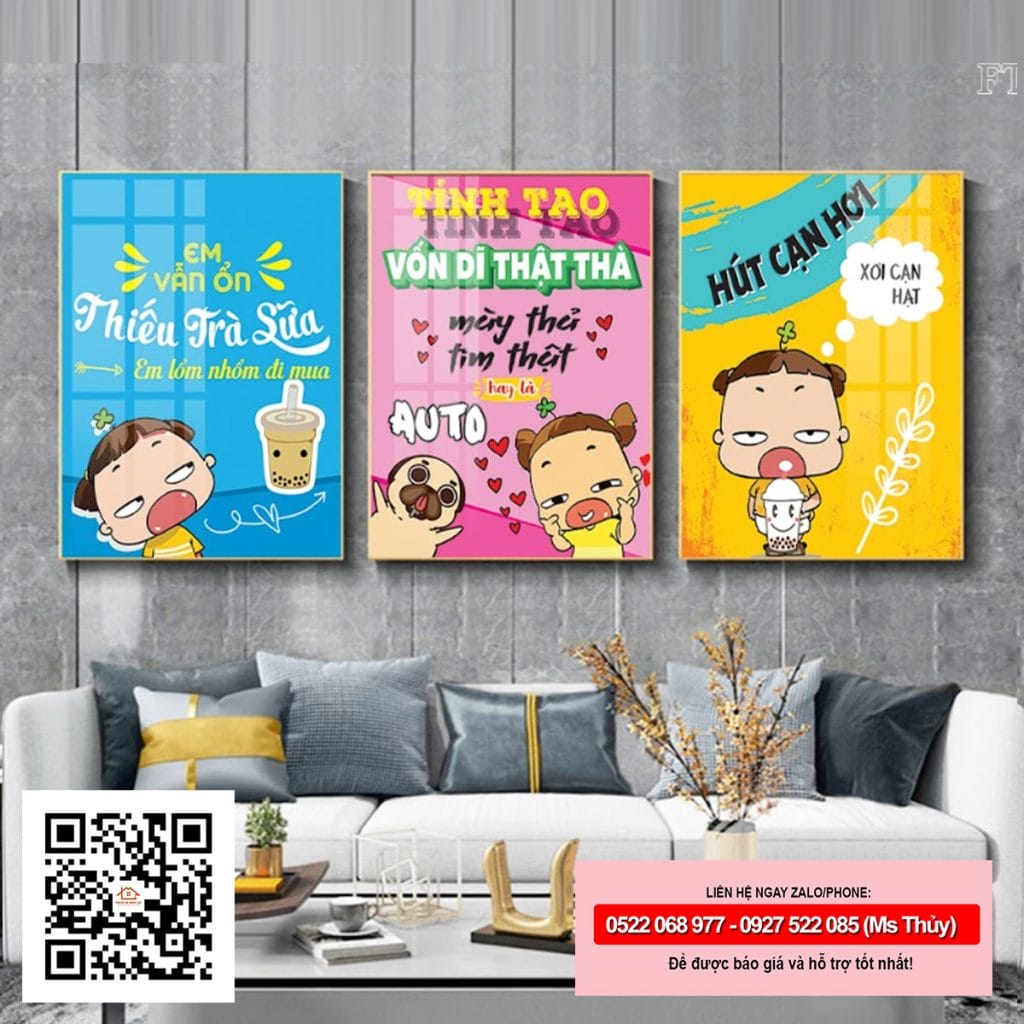 Tranh trang trí quán trà sữa hiện đại