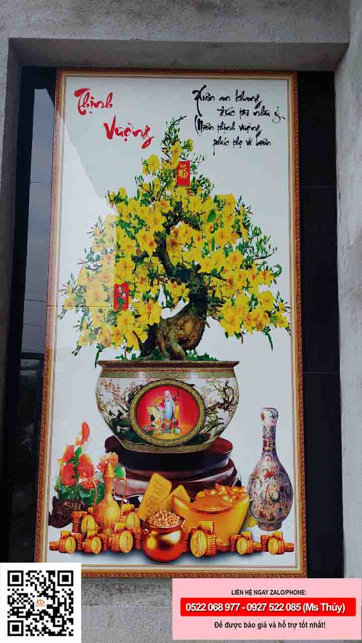 Tranh gạch cây mai trang trí không gian sống