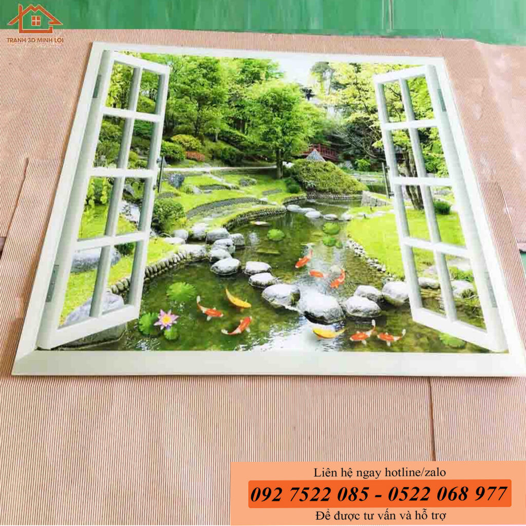 Tranh gạch kính 3D cửa sổ ốp tường