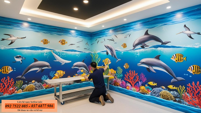 hướng dẫn thi công tranh dán tường