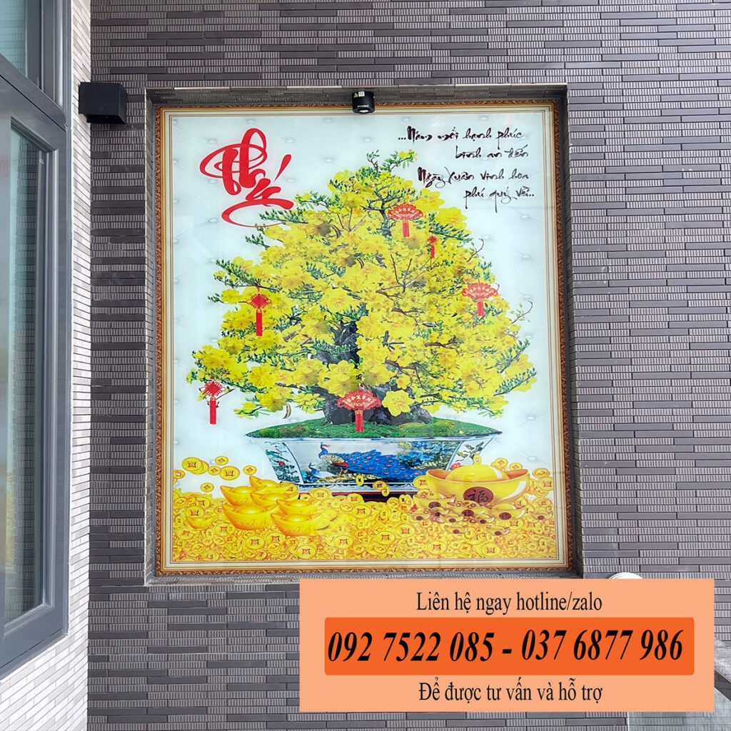 Tranh kính cường lực cây mai vàng